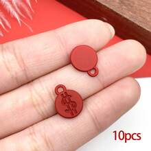 10/15pcs Enamel Chinese Knot New Year Lucky Blessing Tassels Charm Red Alloy Festive Pendant For DIY Jewelry Crafts Accessories Finding