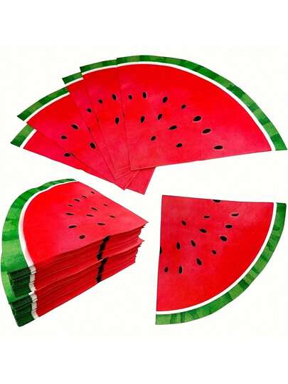 20 piezas de servilletas con forma de sandía, adecuadas para cumpleaños, aniversarios, festivales, picnics de verano, decoraciones de fiesta y uso diario