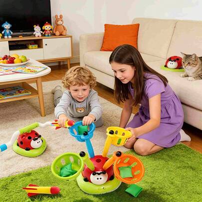 4-In-1 Music Jumping Game Set: Ring Toss + Rocket Stomp + Bean Bag Toss | Remote Control Outdoor Toy, Suitable For 3-12 Years Old Children, Ideal Birthday Gift