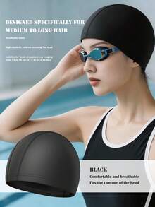 New Fashionable Swimming Cap, High Elasticity & Comfort, Non-Damaging To Hair, Breathable Fabric Material Won't Feel Stuffy, Adjustable Fit Suitable For Various Head Sizes - Multicolor - View 2