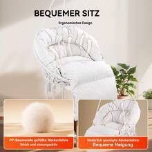 KOMHTOM Outdoor Makramee Schaukelsessel mit Sitz- und Rückenpolster aus PP-Baumwolle, Hängemattenstuhl mit stabiler Kette und Karabinern, für Zuhause Schlafzimmer Terrasse Deck Garten Innenraum Ins Stil gefranster Hängestuhl. Hängematte bis zu 150 kg, beige