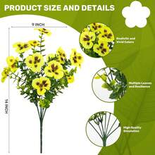 1 bông hoa pansy ba màu bằng lụa nhân tạo, thích hợp sử dụng ngoài trời, chất liệu nhựa chống tia UV, lý tưởng cho chậu cây ngoài trời, lối vào, hiên nhà, sân thượng, bệ cửa sổ và trang trí nhà cửa vào mùa xuân và mùa hè. - Màu vàng - Xem 3