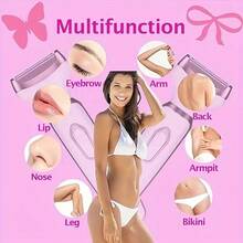 Women's Hair Removal 4-Piece Set, Electric Waterproof Shaver, Wet & Dry Use Underarm & Intimate Area Epilator, Comes With Cleaning Accessories - 粉色 - 查看 4
