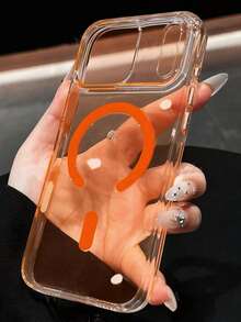 奢华高透明磁吸防震手机壳，兼容 17 Pro Max、17 Pro、17 Air、17、16、15、14、13、12 Pro Max、11，防震后盖，支持无线充电 - 橘色 - 查看 2