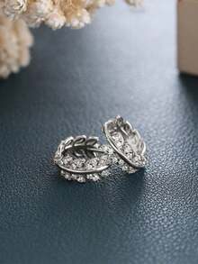 BALMORA 1 Pair Of S925 Sterling Silver Fashionable Elegant With Zirconia Autumn Wheat Earrings For Women Birthday Party Jewelry Daily Life Jewelry Gift - Silver - View 2