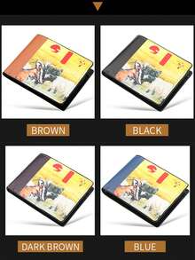 1pc Multi-Functional Personalized Graffiti Design PU Leather Wallet Card Bag, Great Gift For Young Boys On Valentine's Day - Multicolor - View 5