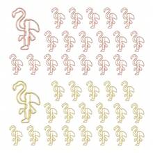 40pcs Flamingo Shape Paper Clips With Clear Box, Rose Gold And Yellow Gold, Funny Cute Paperclips Bookmarks Planner Clips For Fun Office Supplies Schoolsss Gifts Wedding Decoration - Flamingo40pcs - View 1