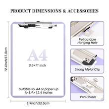 1 PCS Purple Clipboard With Pen Holder, Standard A4 Letter Size,Nursing Clip Boards 8.5x11 Heavy Duty, Low Profile Clipboards For Women  Teacher, Schoolsss Office Home Work - purple - 查看 4