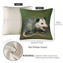 Modern Opossum Print Pillow Cover, 18x18 Inch, Farmhouse Decor With Single-Sided Animal Design, Envelope Closure & Machine Washable For Living Room, Bedroom, Sofa, Bed, Car, Bedroom Accent, Farmhouse Style, Polyester Pillowcase - 樣式 5 - 查看 7