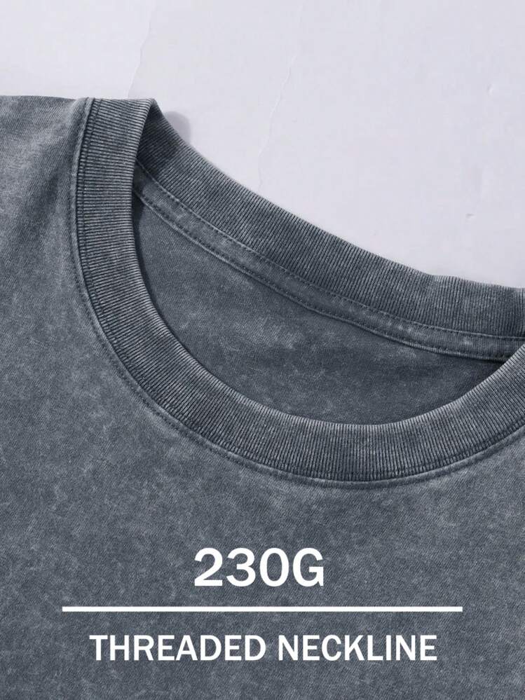 Disney Mickey And Minnie Mouse Pattern, Washed Pure Cotton Short-Sleeved Men's Summer T-Shirt, Distressed Effect, One-Piece Design, Pure Cotton Fabric, Comfortable And Breathable, Casual Outdoor Street Style, Crew Neck; A High-Quality Fashion Brand, It Is An Ideal Surprise Gift For Family And Friends. - Xám - Xem 2
