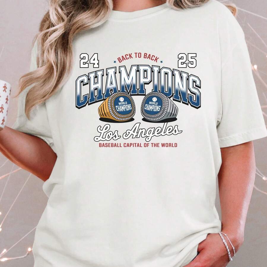 Dodgers Champions T-Shirt Vintage Baseball Graphic - trắng - Xem 1