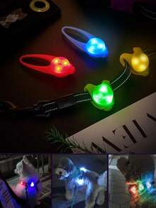 LED Glow Pet Anti-Lost Pendant, Multi-Functional Night Light Safety Warning Lamp, Suitable For Small/Large Cats & Dogs, Can Be Hung On Collar/Clothes/Bicycle/Backpack, Fashionable & Practical Pet Accessory, Outdoor Walking Essential Glowing Gear, Detachable & Portable Pet Supplies, Holiday Pet Gift, Home & Outdoor Universal Glowing Pendant, Enhances Night Visibility & Safety