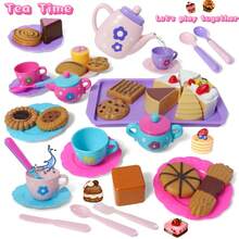 Little Girl Tea Party Set, Pretend Afternoon Tea Dessert Teapot Set, Princess Tea Time Playing Teapot Kitchen Toys, Easter Gifts For Children's Birthdays - Multicolor - View 2