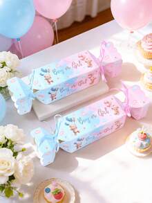 6 piezas Cajas de regalo para fiesta de revelación de género con diseño de osos pequeños en rosa y azul, cajas de dulces con patrón de osos para fiesta de revelación de género, regalos para fiesta de 1er cumpleaños, recuerdos para baby shower, cajas para snacks, suministros para fiesta de revelación de género niño o niña, embalaje para regalos de hornear, cajas para alimentos, decoraciones para fiesta de cumpleaños, decoración para revelación de género, decoraciones para baby shower, regalos para revelación de género, decoración de mesa para fiesta de recién nacido - Oso de peluche azul y rosa - Ver 9