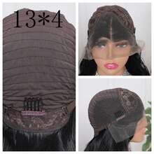 13X4 Full Lace Frontal Synthetic Wigs Deep Wave 180%Density Glueless Wig Preplucked Daily Party Wedding Gifts Black Color - 黑色 - 查看 6