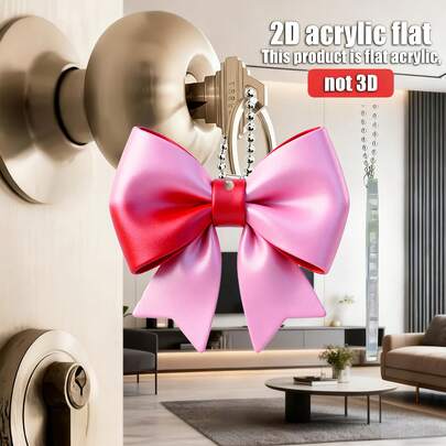 使用前请先撕掉产品保护膜。这款2D扁平粉色和红色亚克力蝴蝶造型吊坠，配有亮面丝带，可作为亚克力汽车装饰品、汽车后视镜挂件，也适用于悬挂在汽车背包和钥匙链上。它是情人节礼物、家居派对装饰和生日礼物的绝佳选择。2D扁平设计，2D扁平模型。