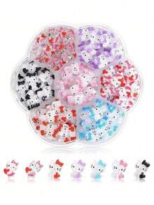 70个/盒卡通美甲装饰品，可爱树脂动物吊坠，适合DIY美甲和手机壳装饰