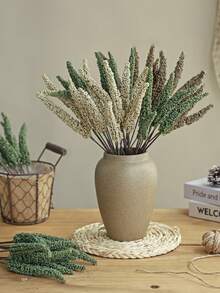 1PC 14.17inch Artificial Grain Ear Bouquet, Suitable For Home Decoration, Bedroom Decoration, Room Decoration, Valentine's Day Bouquet, Spring Decoration(1 Bundle Of 6 Heads) - Green - View 4