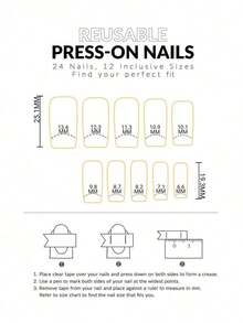 24pcs/Set Elegant 3D Floral, Wavy,, Moon & Pearl Designed Long Square Press-On Nails, Colorful Nail Art Accessories Suitable Girls & Women Daily, Outdoor, Party Occasions Nail Supplies - 多色 10 - 查看 11