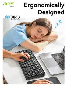 Acer 宏碁 OCC316 全新键盘鼠标套装，104 键，2.4G 连接，即插即用，低功耗，弧形键帽，多功能按键，智能省电，手感舒适，轻巧便携，笔记本电脑外设，符合人体工学设计，兼容多种设备，适用于办公、会议、学习和旅行。 - 黑色 - 查看 2