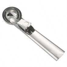 自动伸缩不锈钢双用途冰淇淋勺，多功能冰淇淋球勺，冰淇淋和水果勺 - 銀色 - 查看 8