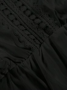 ii Áo kiểu nữ thanh lịch, tay phồng, viền bèo nhún, màu đen, thích hợp cho mùa xuân. - màu đen - Xem 6