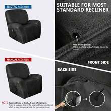 Trugenix-Recliner Sofa Covers - Leather Like Recliner Sofa Covers 3 Seater Recliner Couch Covers For 3 Cushion Couch 8 Pieces Washable Stretch Reclining Sofa Slipcovers (Brown)-GP - 02-深灰色 - 查看 4