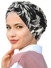 1pc Fashionable Printed Headscarf Turban Hat, Women Chemo Muslim Head Wrap - Multicolor - View 19