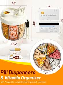 Hộp đựng thuốc 9 ngăn, hộp đựng thuốc 7 ngày, hộp đựng lọ thuốc, hộp phân phối thuốc, hộp đựng vitamin lớn đủ dùng trong 1 tháng, hộp đựng thuốc du lịch để đựng lọ thuốc. - Xám - Xem 3