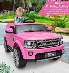 Juguetes para montar para niños de 3 a 8 años, Land Rover con licencia y control remoto para padres, coche eléctrico para niños con MP3 y reproductor de música, coche de 12 V con amortiguadores. - Rosa - Ver 7