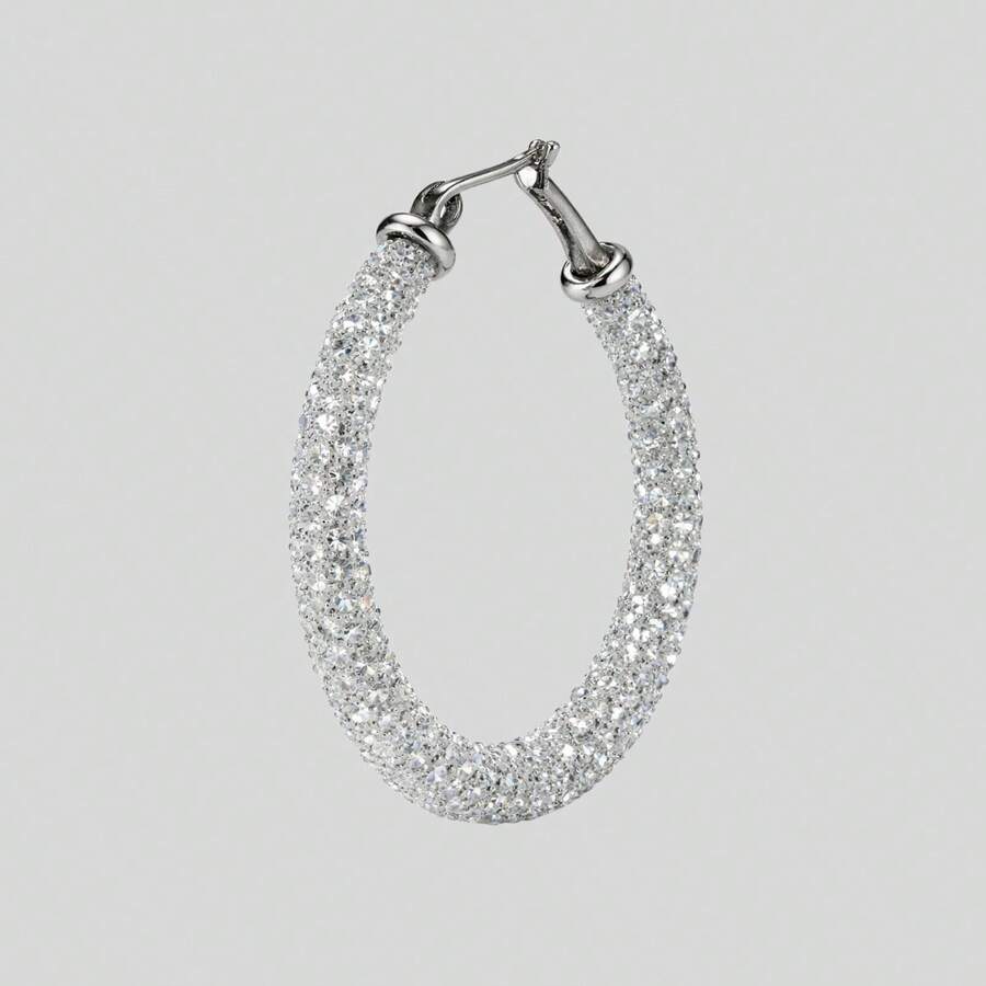 Women's Colorful Glitter Hoop Earrings For Carnival, Sparkle, And Parties - 銀色 - 查看 1