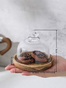 1个迷你甜点盘木质托盘，蛋糕盘木质托盘，玻璃罩糕点展示托盘，适合聚会、节日和日常使用 - 彩色 - 查看 5