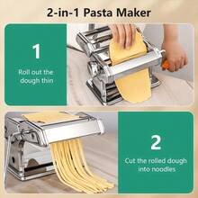 Pasta Maker Machine, Manual Pasta Machines With 7 Adjustable Thickness Settings & 2 Width For Making Homemade Spaghetti, Fettuccini, Lasagna, Or Dumpling Skins, Easy To Clean - Silver - View 6
