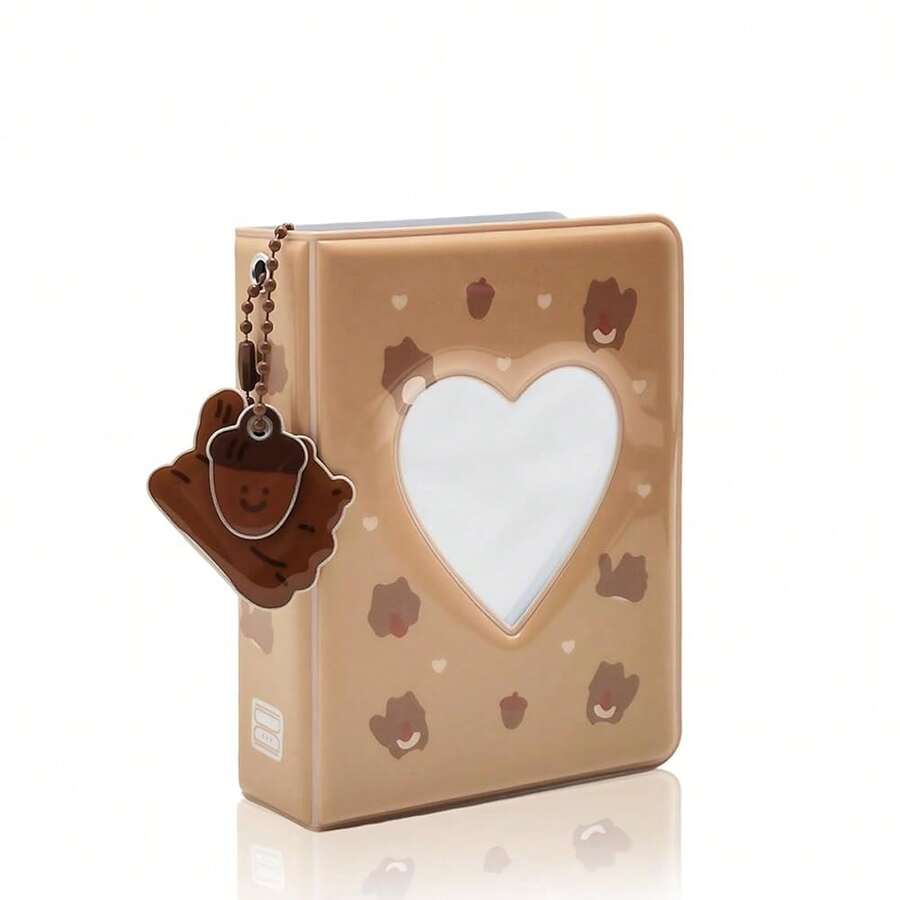 Mini Photo Album For Fujifilm Instax Mini Film, Ideal For  2x3 Photos, K Photocard Binder With Heart Cutout Cover, Hanging Hole For Pendant, 40 Pockets, 6 Styles, Pocket-Size Album (Brown) - Màu nâu - Xem 1