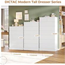 White Tall Dresser For Bedroom With 7 Drawers, 51.8" Tall Dressers & Chests Of Drawers, Modern Wood Closet Organizer And Storage Cabinet, Large Vertical Dresser For Bedroom, Closet, Hallway - 白色 - 查看 7