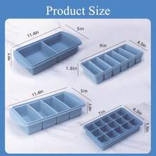 Blue Silicone Freezer Trays With Lids For Meal Prep And Kitchen Essentials - 2 Tbsp 1/2 1 And 2 Cup Sge Set 4 Pack - 藍色 4 件裝 - 查看 3