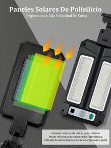 Luces solares al aire libre a prueba de agua, luces solares de la calle con sensor de movimiento,3 modos , control remoto solar de inundación luces de segurida d, lote de estacionamiento solar de iluminación comercial para Yard Camino Jardín puerta principal - 2 piezas - Ver 5