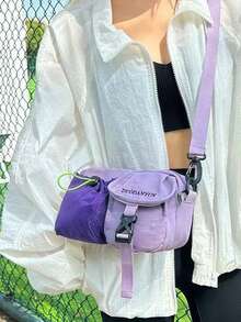 返校季韩版波点小众设计撞色手提包，适合大学生，单肩包、斜挎包皆可，高端波点帆布包，校园包 - 紫色 - 查看 4