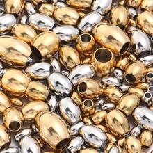 20-50pcs/Pack Stainless Steel Rice Beads, Tarnish Resistant Genuine Gold Plated Oval Loose Beads For DIY Jewelry Making - Rice Beads - View 6