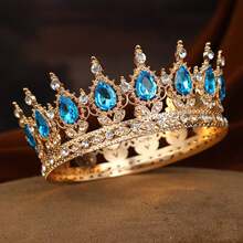 Elegant Baroque Alloy Rhinestone Round Princess Crown Headpiece, Bridal Wedding Party Queen Tiara - Multicolor - View 16