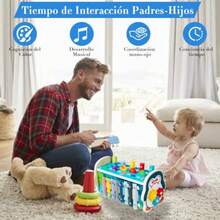 Juguetes Montessori Infantil 7 en 1 Juguete Multifuncional Didácticos Hexaédrico para Bebé Niño Niña Golpear con Martillo Juego de Pesca Educativo Estimulación Temprana Regalo Divertido para Navidad - 223219791 - Ver 6