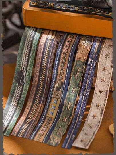 一套30片复古缝纫布拉链贴纸，适用于微型景观口袋贴纸，可粘贴在行李箱、电脑、水杯、手机、手机壳、冰箱、墙壁、头盔、橱柜、盒子、门、床、吉他、教室、萨莫列普基（一种装饰画）、笔记本电脑、行李箱、摩托车等物品上，也可用于学校用品、教师配件、剪贴簿用品、教师礼物、工艺用品、DIY客厅装饰等。