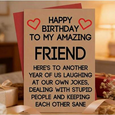 Best Friend Birthday Card - Funny Greeting Card For Bestie's Birthday, Friendship Gift, Christmas Card For Friend Humorous & Heartwarming