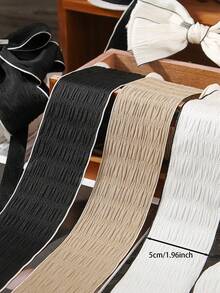 黑白亮面竖条纹丝带，黑白布艺丝带，DIY蝴蝶结，鲜花包装草帽装饰，适用于DIY发夹 - 手工蝴蝶结配件，缝纫和编织用品，缝纫丝带，节日派对礼品包装 - 褶皺款 - 查看 11