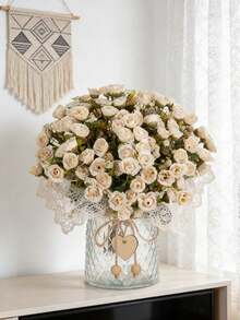 1支10.62英寸人造丝玫瑰，仿真花，情人节礼物，逼真花卉，适合早午餐、DIY婚礼花束、派对、家居客厅、厨房、花园、酒店、办公室、Rama装饰、情人节礼物、感恩节装饰、DIY花环、礼品、桌面摆件、生日装饰、室内/室外装饰、散装仿真塑料花、花瓶装饰、农舍家居装饰、波西米亚风婚礼 - 乳白色 - 查看 8