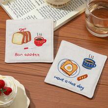 1pc Embroidered Coaster Couple Birthday Gift Home Decor Pendant Self Embroidered Coffee Coaster - Multicolor - View 9