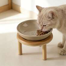 1pc Ceramic Cat/Dog Bowl With Raised Stand, Large Capacity Anti-Spill Pet Feeding Bowl