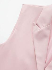 Women's Solid Color Notched Collar Single-Breasted Casual Versatile Commuting Vest Jacket Pink - Pink - View 3