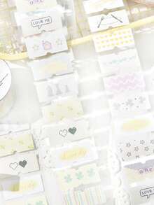 1 Roll Showa Monologue Cloud Series Die-Cut Tape, Cute Ins Style Scrapbooking Material, Memo Pad DIY Sticker - Multicolor - View 9