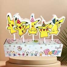 5pcs Pokemon Pikachu Candles, Children's Birthday Cake Decorations, Cartoon Character Supplies, Party Accessories, Christmas Gifts - Multicolor - View 2